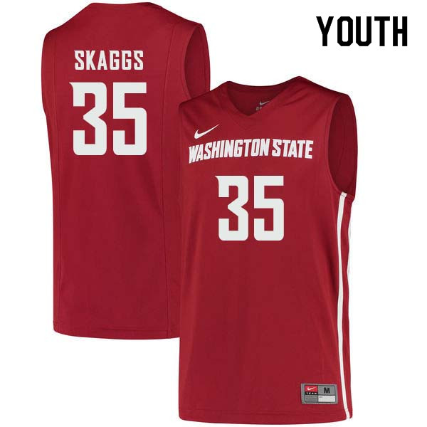 Youth #35 Carter Skaggs Washington State Cougars College Basketball Jerseys Sale-Crimson